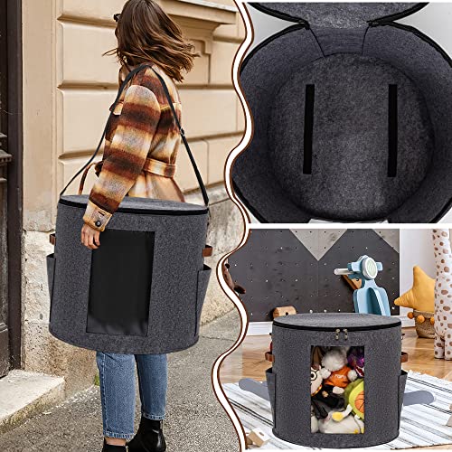 Hat Box, Large Hat Storage Box, Travel Hat Box With Lid Foldable Round Cowboy Hat Organizer Box For Women Men Carrying Storing Hats, Stuffed Animal Toy Clothes Sheet Hat Organizer 19" D X 17" H #TOP7