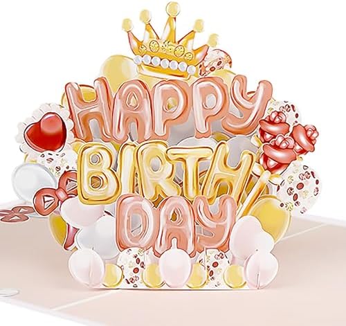 Cardology - Birthday Balloons Pop-Up Card | 3D Girls Greeting for...