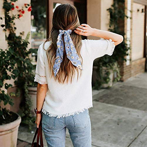 Wstążka do włosów Scrunchie szalik szyfonowa kokarda elastyczne gumki do włosów długi kucyk krawaty moda nakrycia głowy akcesoria do włosów dla kobiet-fioletowy (różowy 1 szt.)