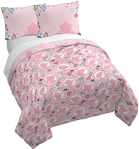 Jay Franco Kids Duvet Cover Set with Sham & Pillowcase – Ultra-Soft Linen Feel Bedding for Room Decor, Cover ONLY Comforter NOT Included, Pink - Princess, 3 Piece Queen