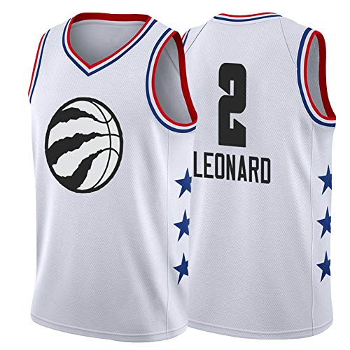 SWA # 2 Raptors Leonard All-Star Baloncesto Jersey Chaleco Deportivo Hombre Cómodo Traje de Entrenamiento Deportivo Transpirable S-2XL-White-XXL