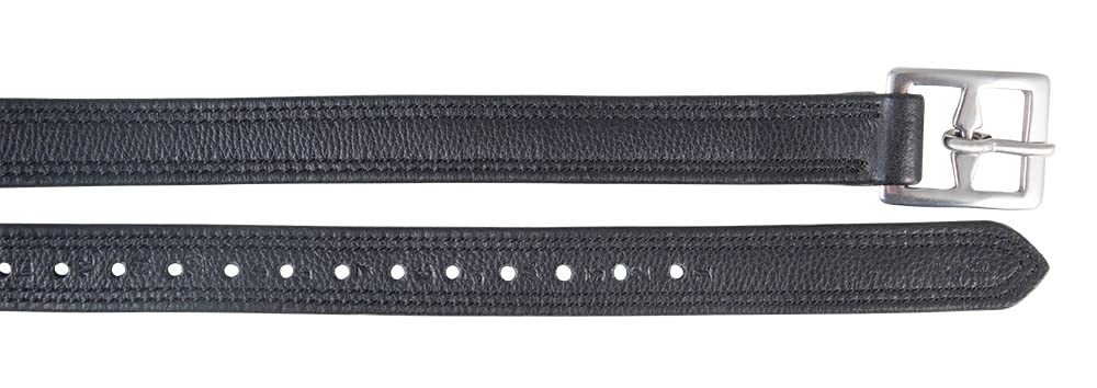 Cinghie Di Fissaggio In Pelle Morbida 150 Cm – 1 Paio Nero, Con Fibbia Acciaio E Numerazione Fori, Per Pantaloni E Accessori