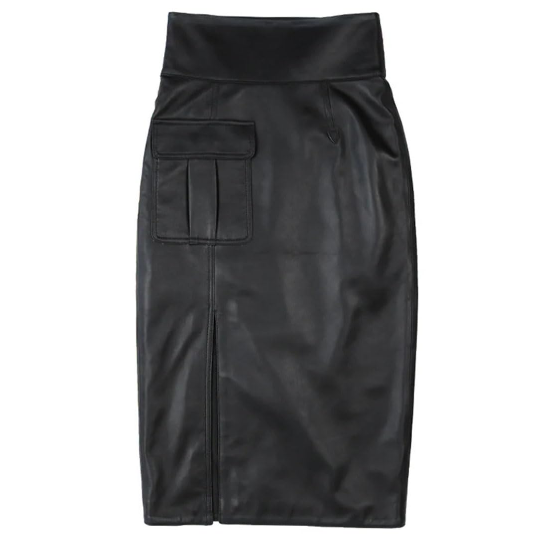 Damskie długie spódnice z prawdziwej skóry z wysokim stanem Lady Split Sexy Wrap Pencil Maxi Spódnica