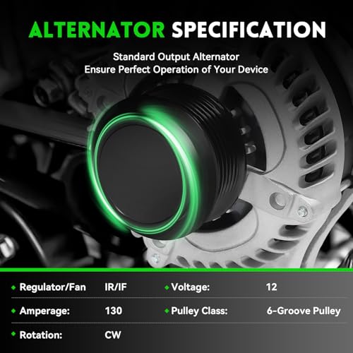 Image of 11573N New Alternator Replacement for 3.5L Honda Odyssey 2011-2013, Pilot 2012-2015, Ridgeline 2012-2014, Replace 104210-1240 9764219-124 31100-RV0-A01, V6 12V 130 Amp