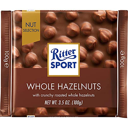 Image of Ritter Sport Whole Hazelnut Milk Chocolate 100g (Pack of 3) Ritter Sport Chocolates Nut Selection, product of Germany, milk chocolate with whole hazelnuts | Nutritious and Nutty Crunch