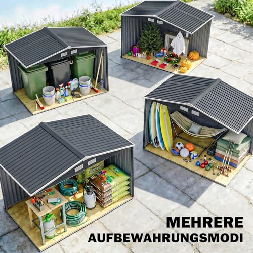 Outsunny Abri de Jardin Acier Galvanisé XXL 5,4 m² Kit FondationGris Foncé – vue 6