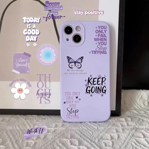 Image of 50 PCS Purple Positive Affirmation Stickers, Motivational Quote Aesthetic Decals, Waterproof Clear Scrapbook Stickers for Journaling, Planner, Laptop, Water Bottle, Self Care Inspirational Decor
