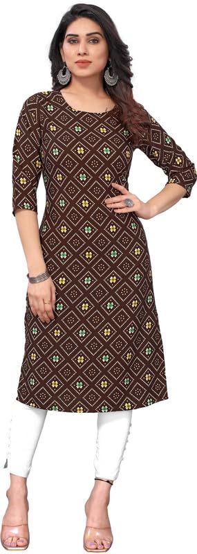 Women's Printed Crepe Kurti with Three-Quarter Sleeves(JSE S 8S) Multicolour-image-32