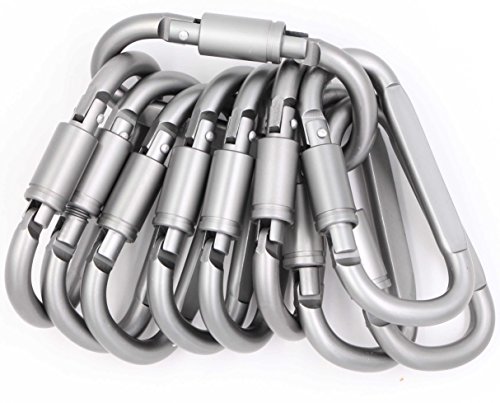 Large Carabiner Clip 3 Inch D-Ring Locking Carabiners - 10Pack Durable Aluminum Keychain Buckle, Strong & Light Spring Snap Screw Gate Hooks Quick Draw Links For Outdoor Camping Hiking Fishing (10pcs)