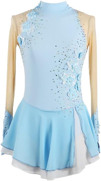 Girls & Women's Custom Figure Skating Dress – Long Sleeve Ice Skating Costume, Multi-Color Options Performance