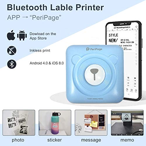 Beewarm Mini Printer for iPhone - Portable Smart Photo Printer for All Smartphone Pocket Printer -Thermal Bluetooth Label Printer with 6 Printing Papers, 58mm Wireless POS Photo Printer (Pink)