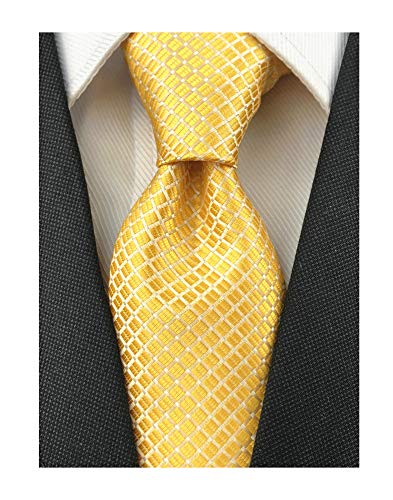 Men's Boys Gold Silk Ties Cravat Neckties Jacquard Woven Solid Color Plain Patterns #TOP1
