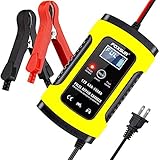 FOXSUR Car Battery Charger & Maintainer, 12V 5Amp Fully Automatic Intelligent Battery Charger with LCD Screen, Used to Charge, Maintain and Repair Batteries for Various Vehicle (Yellow)