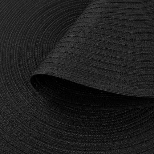 Image of SHACOS Round Braided Placemats Set of 8 Washable Cotton Polyester Woven Round Table Mats for Dining Tables 15 inch (Black, 8)