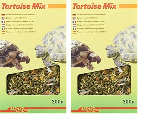 Lucky Reptile Mix Tortoise 150g Riche en Fibres brutes - granulés d'herbes de Prairie avec Morceaux de Carottes & Fleurs de Calendula - pour Toutes Les Tortues & Reptiles herbivores (Lot de 2)