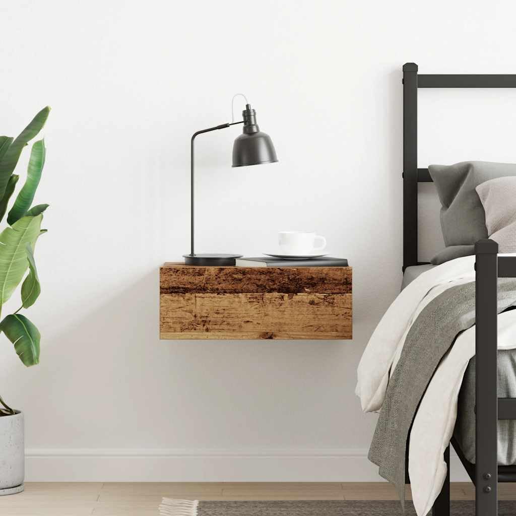 Wandmontierter Nachttisch aus Holzwerkstoff mit Stauraum, platzsparendes Design für Bücher, Lampen und Deko