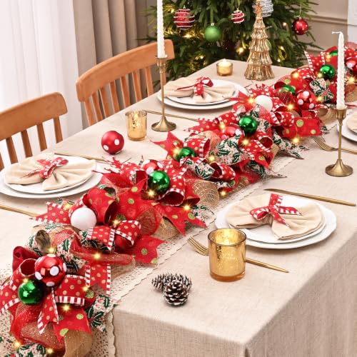 6 Ft Christmas Garland with Lights Christmas Decorations, Red - Image 2