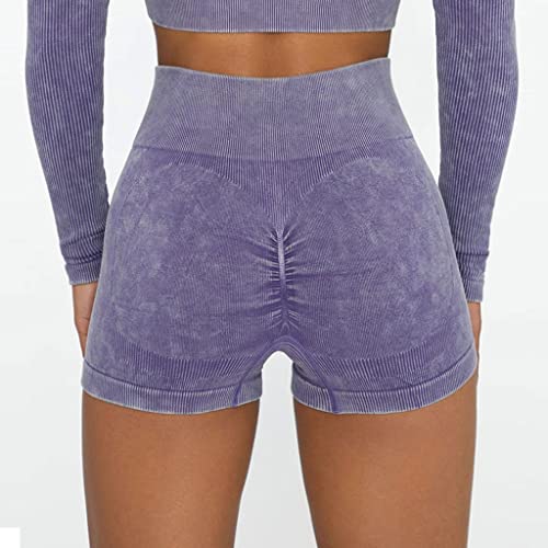 Short de yoga taille haute femme CLSDRZC pour fitness