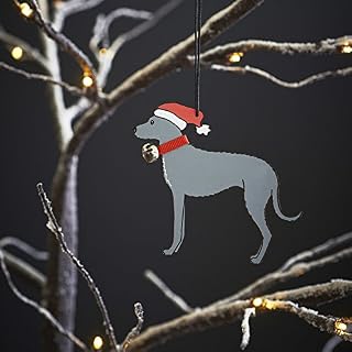 Sweet William Lurcher Christmas Decoration, Wood, 10x10x0.5 cm