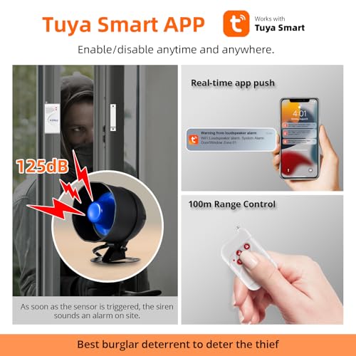 Fuers Home Security Systems WiFi Burglar Alarm System 120 dB Home Alarm Systems 6 Piece PIR Motion Alarm Sensor with Remote Control Shed Alarm System with Free App Notification for Home Safety - Image 5