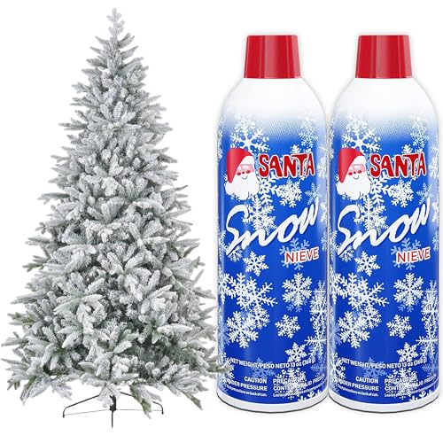 Christmas Santa Snow Spray, 2 Pack Artificial Snow for Holiday Decor, Fake Snow Effect for Christmas Tree, Wreaths, Windows, Winter Theme Indoor and Outdoor Decoration, 13 oz. Spray Bottles