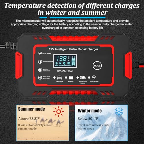 Image of 12 V 6 A Smart Battery Charger and Maintainer, Red