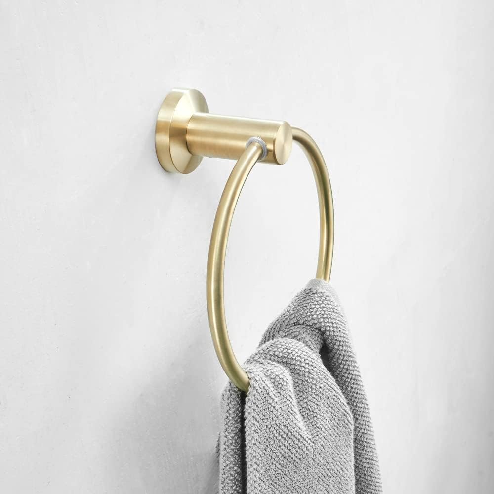 Modern Roung Towel Ring, Towel Holder, Wall-Mounted Gold Brushed Towel Rack, Bathroom Accessories Home Decoration Bathroom