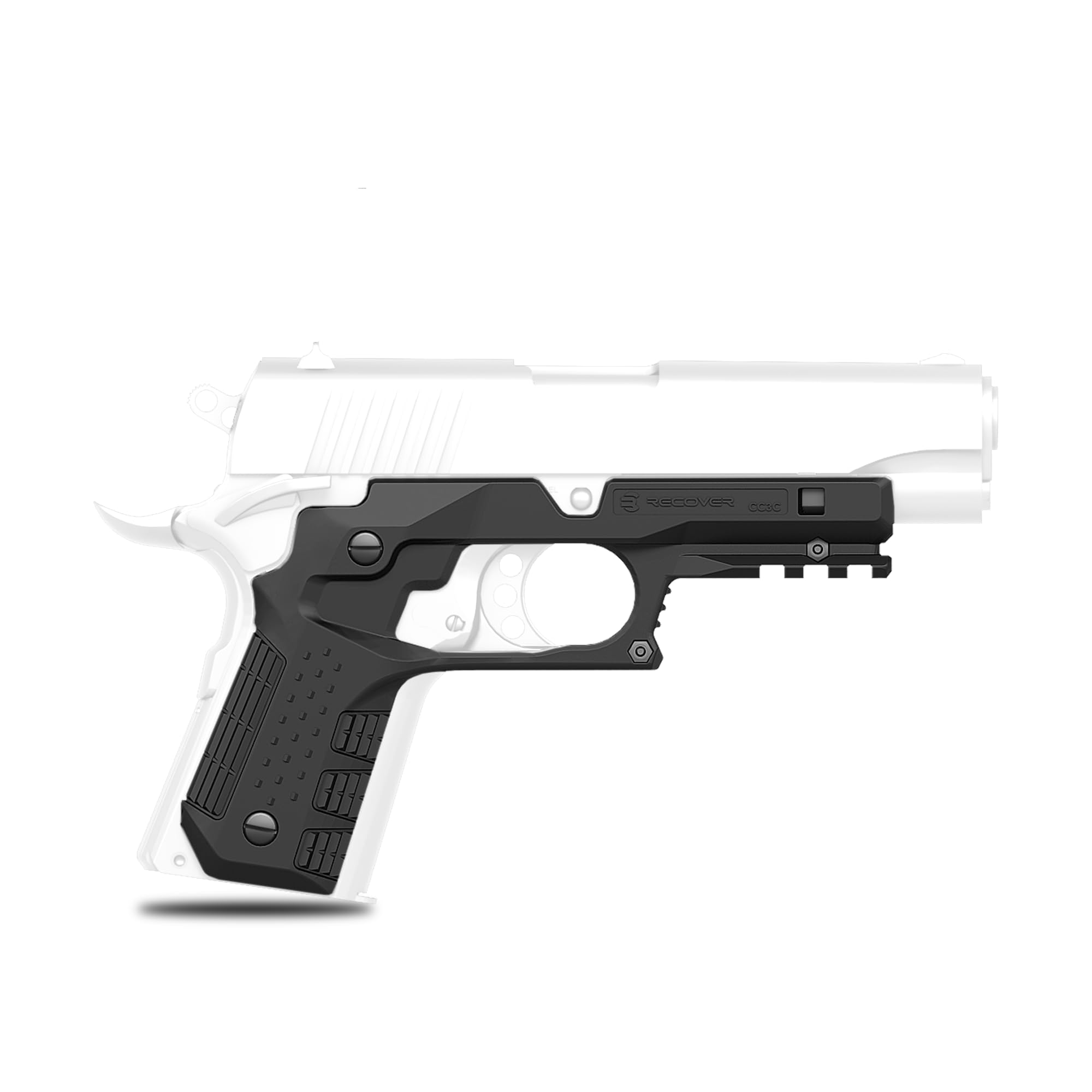 Recover Tactical CC3C Compact 1911 Grip and Rail System for The Compact Officer's Size 1911, No Modifications Required, Installs in Under 3 Minutes