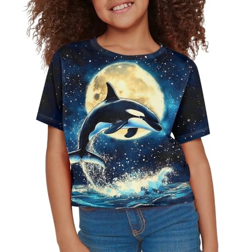 Image of Girls Summer Crop Top Outfits Short Sleeve T Shirts Kids Cute Clothes Tees Blouse