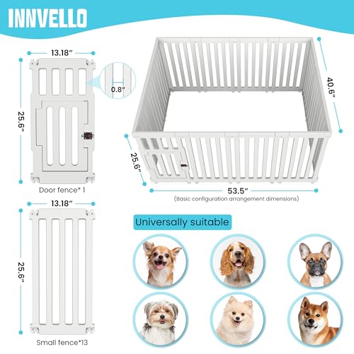 Innvello Cercadinho Para Cães Ambientes Internos Em Plástico Resistente, 4 Painéis, 65 Cm De Altura,