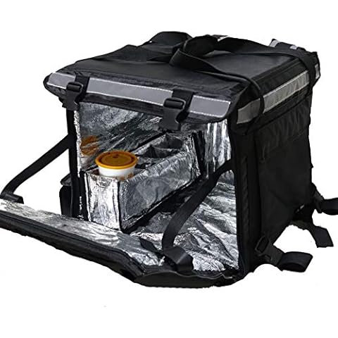PK-64B: Big Pizza/Food Delivery Bag for Motorcycle or Bicycle, 16"x16"x16", with Metal Rack for Motorcycle Use Cover
