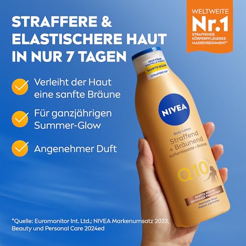 NIVEA Body Lotion Q10 Straffend + Bräunend (250 ml), Body Milk für straffere Haut & verbesserte Elastizität in 7 Tagen, Körpercreme mit Q10 für eine natürliche Bräune 2