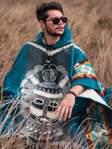 Adult Ponchos with Hood - Alpaca Wool Poncho Men - Mexican Ponchos for Men - Sand Cloud Poncho - Handcrafted and Artisanal4