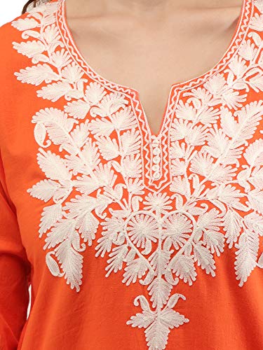 Image of QAZMI Women's Regular Kashmiri Embroidered Cotton