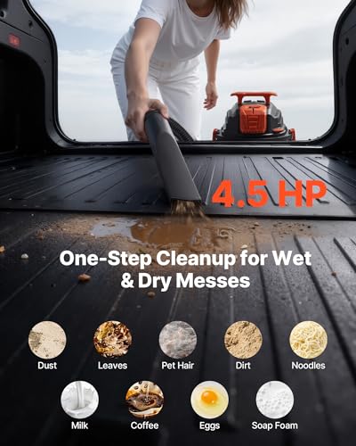 Image of VEVOR Shop Vac, 8 Gallon Wet Dry Shop Vacuum, 4.5 Peak HP Portable with One-Button Self-Cleaning, Dual-Filter, 900W Input Power, 1.25in x 7ft Hose, 9.8ft Cord for Jobsite, Workshop, Garage, Home