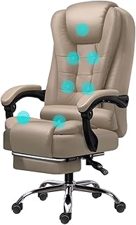 MOYEE Home Office Desk Chair, Massage Executive Gaming Chairs Computer Seat with 7 Point Vibrating,Ergonomic Chair Wheels Swivel Height Adjustbale for Off,Black/a (Khaki/B)