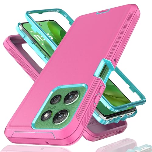 Coque Moto G Power 5G 2025 antichoc 3 en 1 en TPU rigide bleu rose