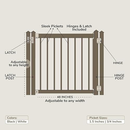 Miniatura 5 de Kit de puerta (estacas de 1-1/2 pulgadas, blanco) - Kit de puerta de cubierta de aluminio - Puerta montada en hardware para terraza/patio - Se