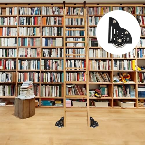 Library Rollar Deck Heavy Duty Sliding Library Ladder Floor Roller with Brake | Movable ...