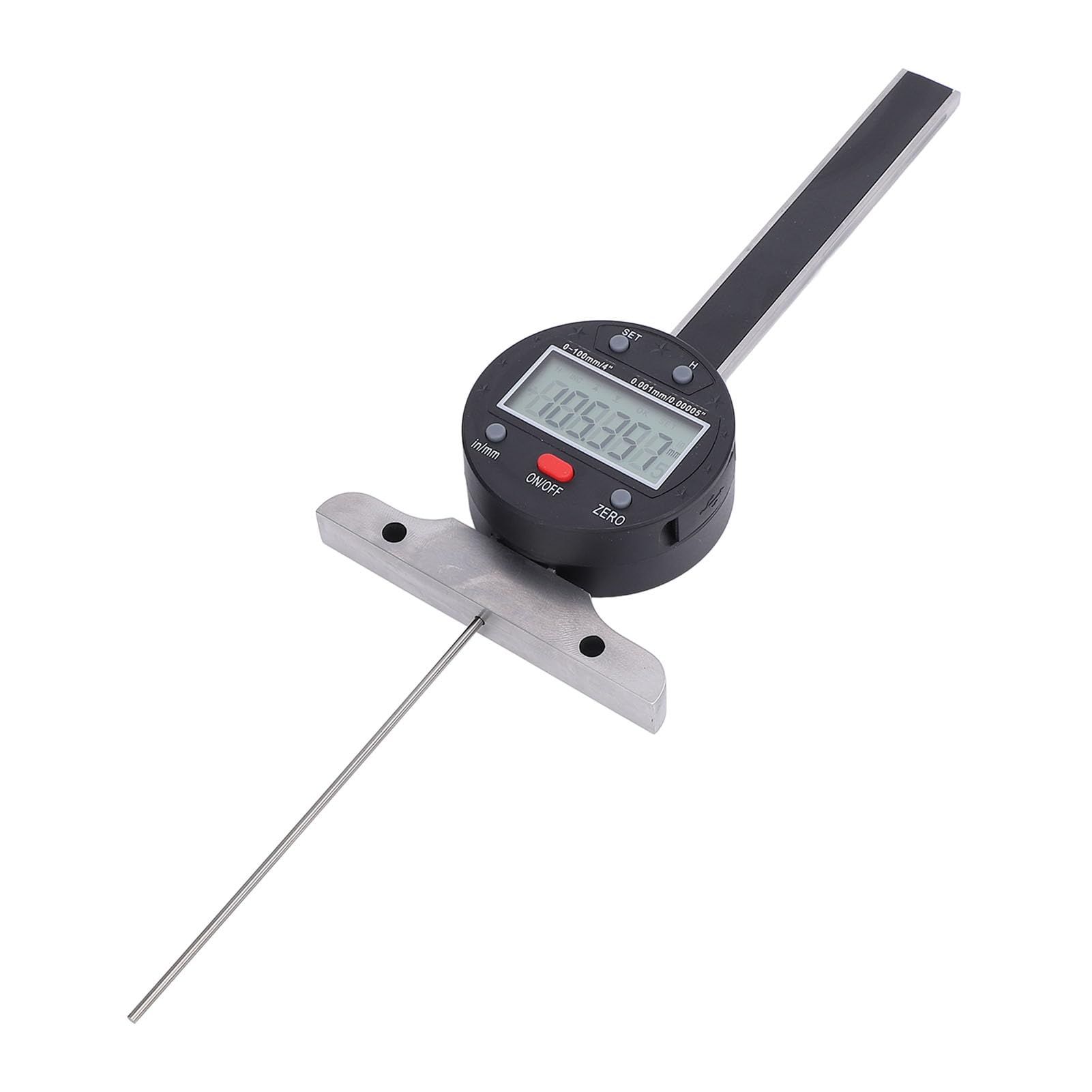 Electronic Depth Gauge, Electronic Depth Meter 100mm 4in Range for Woodworking Metalworking