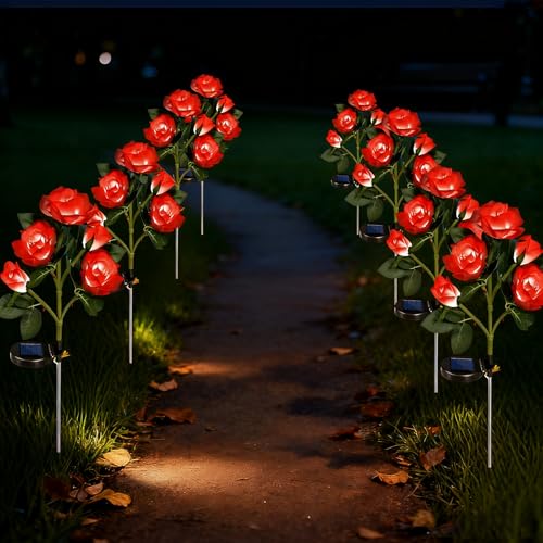 Roses solaires résistantes aux intempéries pour baliser une terrasse