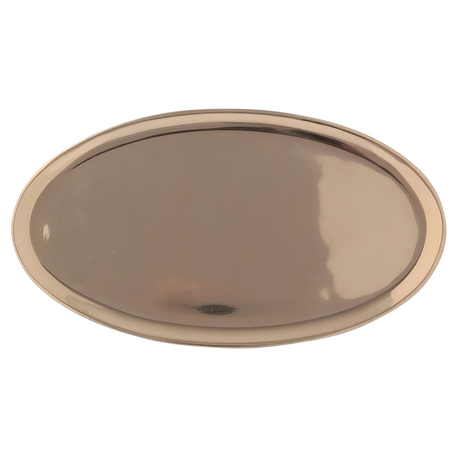 Oval Candle Holder in Glossy Brass 20x11 cm