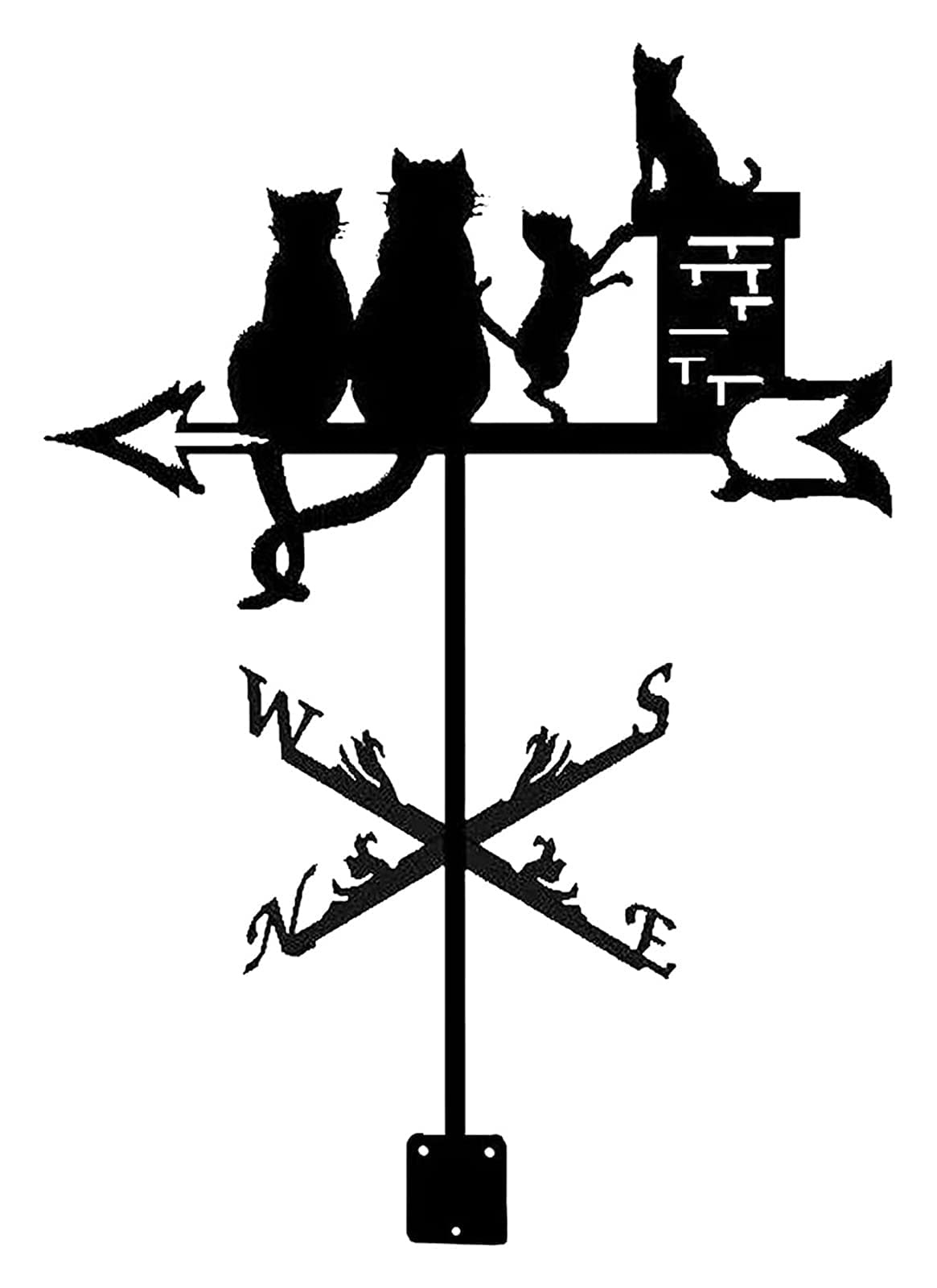 TAXXII Metal Weather Vane weather vanes Wind Cats Family Stainless Steel Directional Indicator With Bracket For Garden Garage Dome Barn Va
