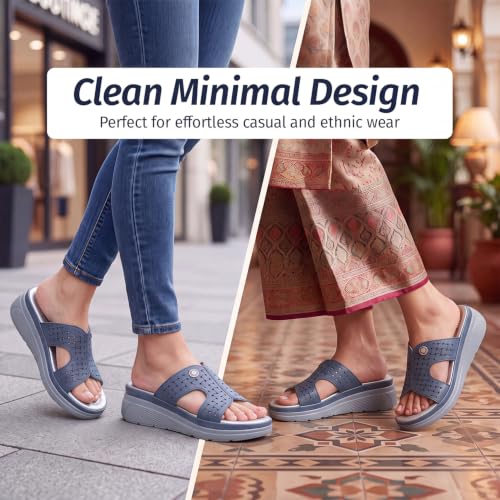Image of YOHO SDL 111 Slides for Women | Orthopedic & Soft Sandal for Ladies | Fancy Slippers /Chappal For Girls | Stylish Heeled Wedhes for Everyday Wear