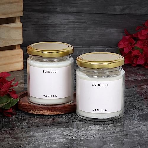 Scented Candles - Vanilla Scent - 1 pc - Burn Time : 35 Hour - Soy Wax Candle for Home Decoration, Diwali, Birthday, Valentines Day, New Year, Christmas, Bedroom, Indoor, Outdoor