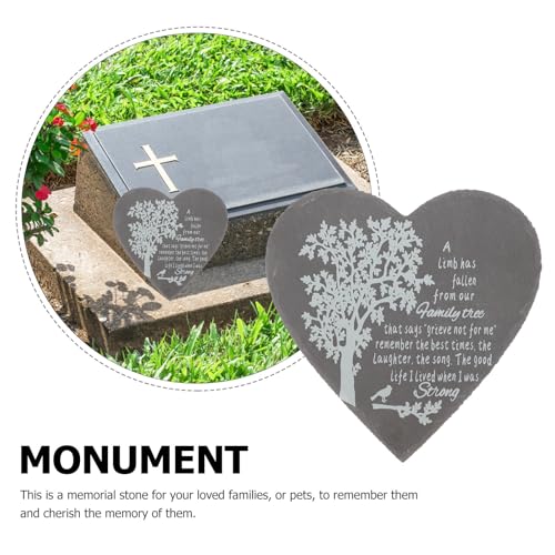 Piedra conmemorativa de pizarra Housoutil en forma de corazón para el jardín 8