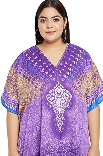 Image of Oussum Women Plus Size Kaftan Kimono Loose Maxi summer dresses for women Beach 3 /4 Sleeve Casual lounge dress Boho