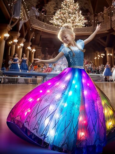 Vestido de princesa con luces LED RGB de 8-9 años miniatura 3