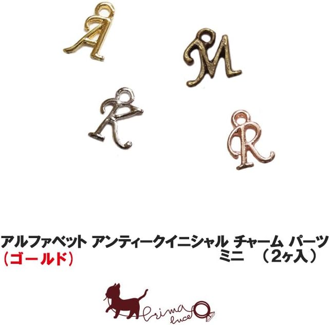Amazon アルファベット アンティークイニシャル チャーム パーツミニ ２ヶ入 ゴールド R チャーム アクセサリートップ 通販