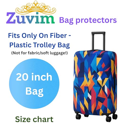 Image of Luggage Cover Trolley Covers for Suitcase Washable Dust Proof Anti-Scratch Protector Polyester Printed Stretchable Fabric (Fits Fiber /Plastic Trolley Bags Only) (Rainbow, 20 Inch)